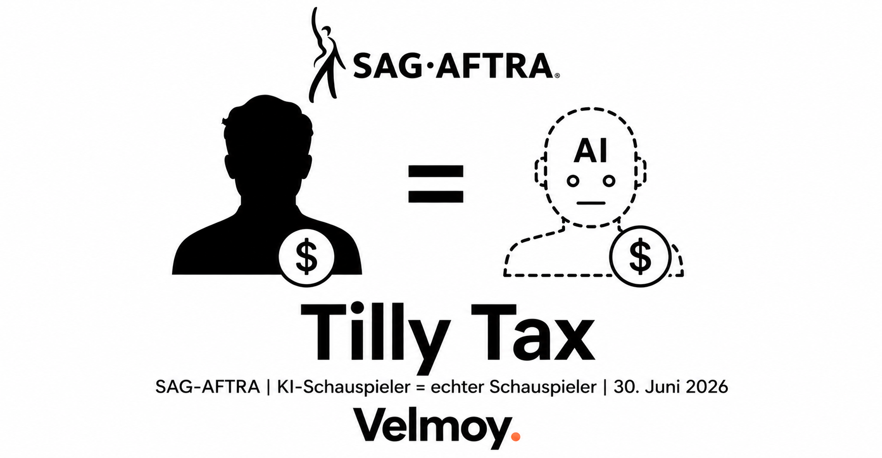 Hollywood-Szene mit Tilly Norwood AI-Avatar und SAG-AFTRA-Vertrag
